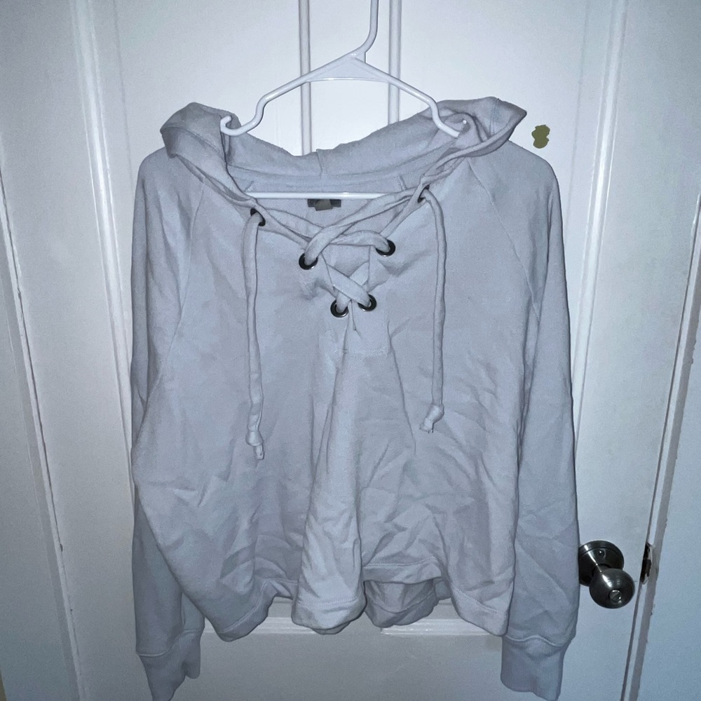 Women's Light Blue Lace-Up Hoodie